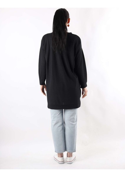Oversize Çavuş Desen Tunik Siyah modelleri