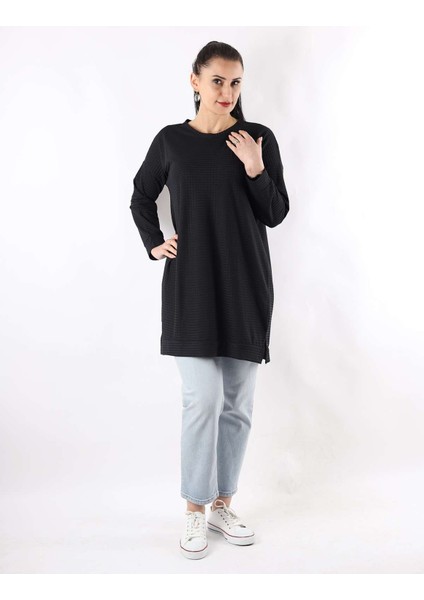 Oversize Çavuş Desen Tunik Siyah fırsatları