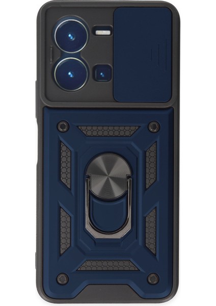 Vivo Y35 Kılıf Kılıf Kamera Korumalı Sürgülü Yüzüklü Armor Military Zırh Tank
