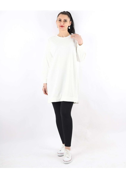 Oversize Çavuş Desen Tunik Ekru fiyatları