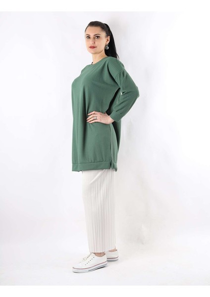 Oversize Çavuş Desen Tunik Zümrüt Yeşili fiyatları
