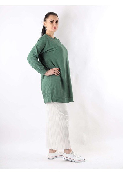 Oversize Çavuş Desen Tunik Zümrüt Yeşili fırsatları