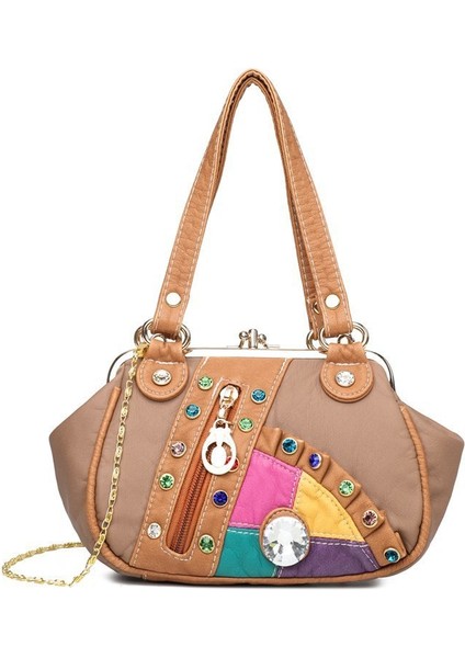 Renkli Elmas Pileli Çanta Modaya Uygun Büyük Elmas Klipsli Çanta (Yurt Dışından)