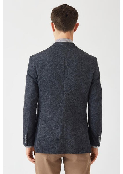 Modern Fit Mono Yaka Çift Yırtmaçlı 2 Düğmeli Lacivert Erkek Ceket PCK22K22227_D39 fiyatları