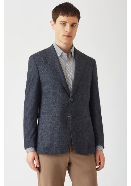 Modern Fit Mono Yaka Çift Yırtmaçlı 2 Düğmeli Lacivert Erkek Ceket PCK22K22227_D39 modelleri