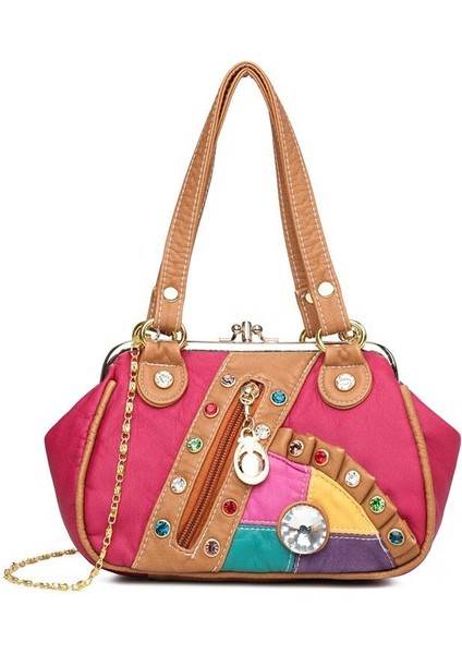 Renkli Elmas Pileli Çanta Modaya Uygun Büyük Elmas Klipsli Çanta (Yurt Dışından)