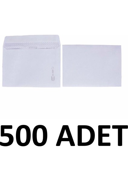 500 Adet Mektup Zarfı 11.4 x 16.2 cm 70 gr Kendinden Yapışkanlı, Silikonlu Beyaz