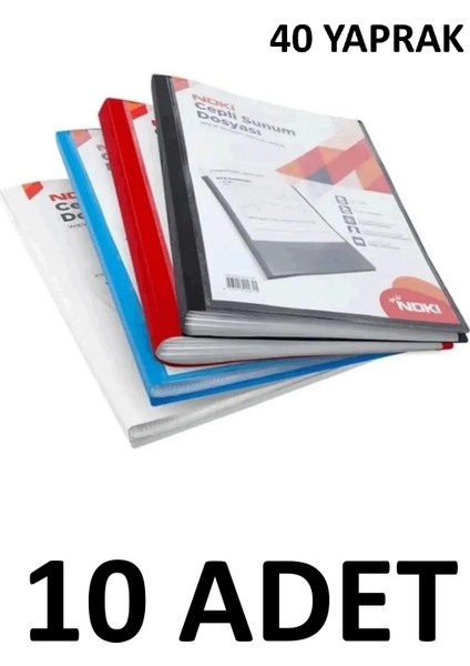 10 Adet 40 Yaprak Cepli Sunum Dosyası Karışık Renk