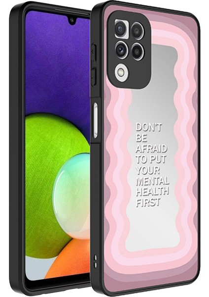 - Samsung Galaxy A22 4G - Kılıf Aynalı Desenli Kamera Korumalı Parlak Mirror Kapak - Ayna - T26816