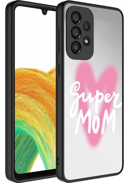 - Samsung Galaxy A73 - Kılıf Aynalı Desenli Kamera Korumalı Parlak Mirror Kapak - Süper Anne - T26826