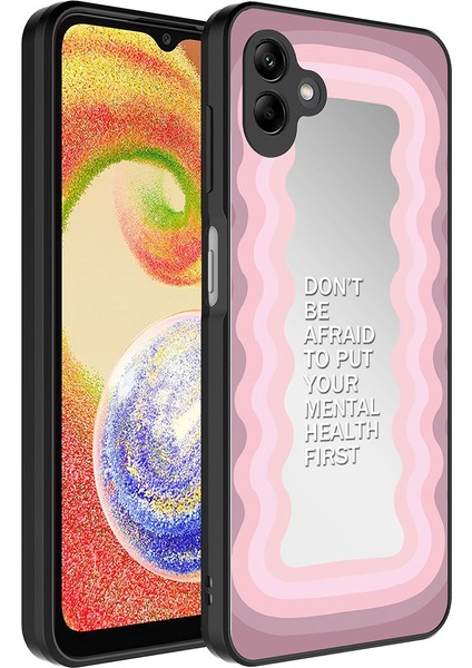 - Samsung Galaxy A04 - Kılıf Aynalı Desenli Kamera Korumalı Parlak Mirror Kapak - Ayna - T26823
