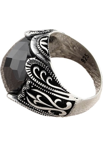 Avrupa Rönesans Tasarım Oval Taşlı Gümüş Erkek Yüzük fiyatları
