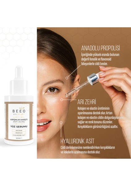 Bee' o  Apibeauty Arı Zehirli Propolisli Anti-Aging Yüz Bakım Serumu 30 ml