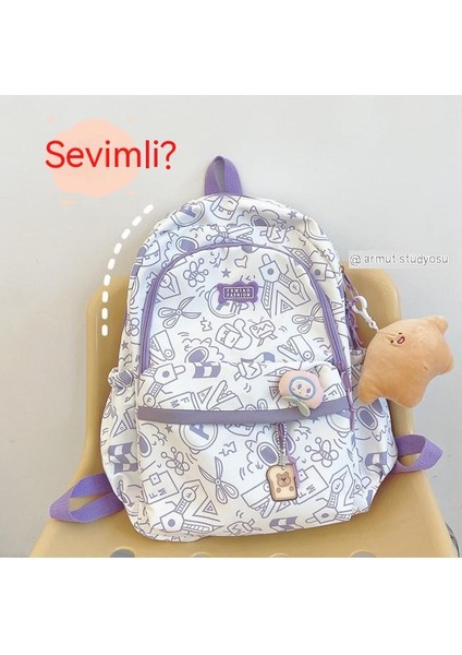 Harajuku Grafiti Sırt Çantası Öğrenci Büyük Kapasiteli Sırt Çantası (Yurt Dışından)