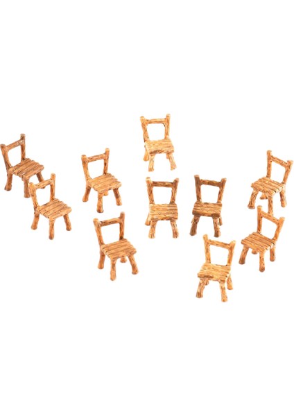 10X Minyatür Kare Sandalye Masa Bahçesi Minyatür Figürin Dekorasyon Görünümü (Yurt Dışından)