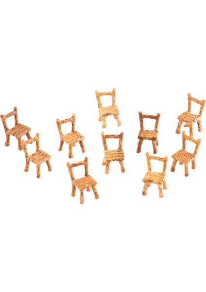 10X Minyatür Kare Sandalye Masa Bahçesi Minyatür Figürin Dekorasyon Görünümü (Yurt Dışından) fiyatları