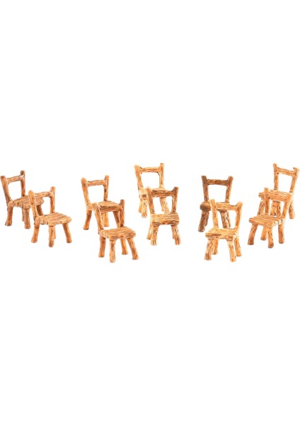 10X Minyatür Kare Sandalye Masa Bahçesi Minyatür Figürin Dekorasyon Görünümü (Yurt Dışından) fırsatları