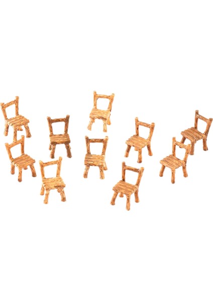 10X Minyatür Kare Sandalye Masa Bahçesi Minyatür Figürin Dekorasyon Görünümü (Yurt Dışından) indirimleri