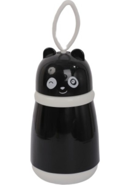 Panda Figürlü Cam Matara 380 ml Siyah