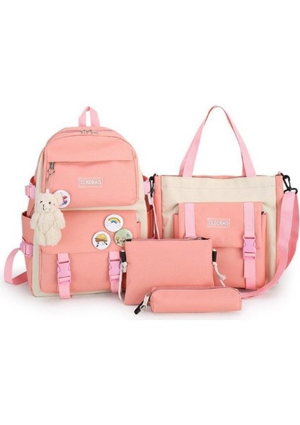 Magic Açık Sırt Çantası Büyük Kapasiteli Okul Çantası Postacı Çantası 4 Parçalı Set (Yurt Dışından)