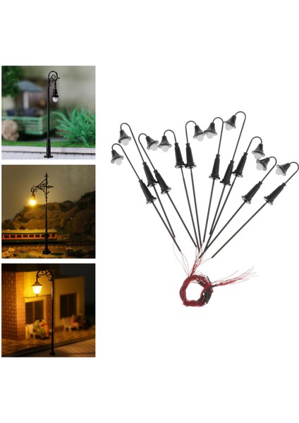 10 / Paket Model Demiryolu Sokak Işık 1:75 Ho / Oo Ölçekli Yol Lambası Lampposts 1:75 Beyaz (Yurt Dışından) modelleri
