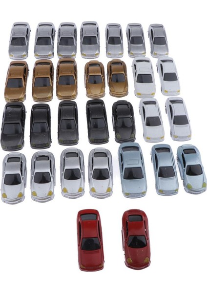 30 Adet Boyalı Model Arabalar Oo Ölçekli Tren Sokak Yol Manzarası Peyzaj 1:75 (Yurt Dışından)