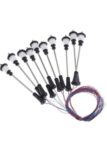 10 Adet Model Tren Alaşım Işık Işıklı Sokak Lambaları Demiryolları Için Beyaz Led'ler (Yurt Dışından)