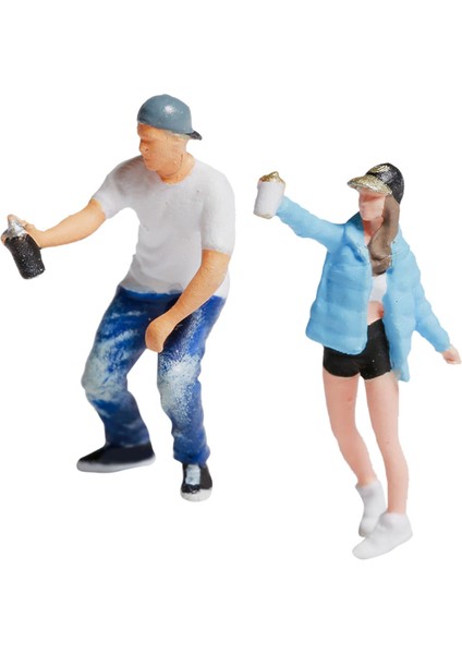 Mini 1:87 Graffiti Şekil Insanlar Bebek Parkı Düzeni Manzara Masaüstü Dekor Mavi Beyaz (Yurt Dışından)
