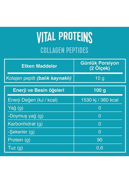 Vital Proteins Marine Collagen 10 Saşe x 10 gr Nötr Tat