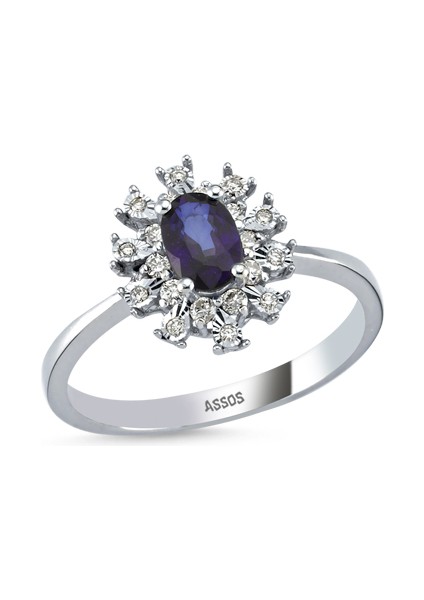 Safir Taşlı Pırlanta Fantazi Yüzük