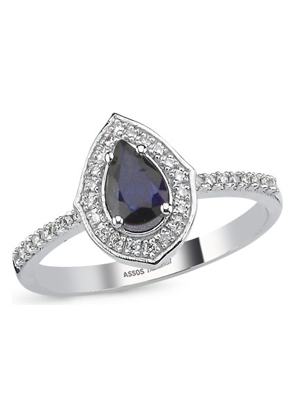 Damla Safir Taşlı Pırlanta Yüzük