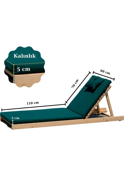 Ultra Lüks Şezlong Minderi Su Itici Güneşte Solmaz Kumaş 180X60X5 Yeşil fiyatları