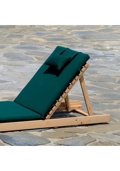 Ultra Lüks Şezlong Minderi Su Itici Güneşte Solmaz Kumaş 180X60X5 Yeşil modelleri