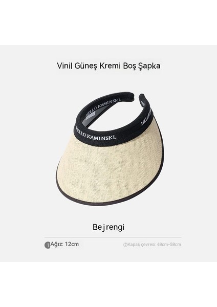 Muz Aynı Kabuğun Altında Güneş Şapkası Kadın Anti-Ultraviyole Yaz Yüzünü Örten Plaj Güneş Şapkası Bisiklet Boş Üst Güneş Şapkası (Yurt Dışından)