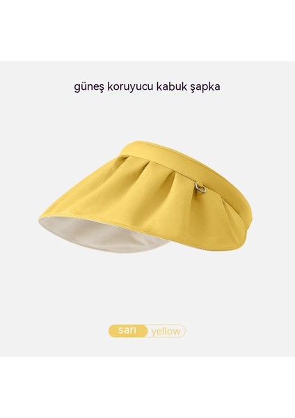 Muz Aynı Kabuğun Altında Güneş Şapkası Kadın Anti-Ultraviyole Yaz Yüzünü Örten Plaj Güneş Şapkası Bisiklet Boş Üst Güneş Şapkası (Yurt Dışından)