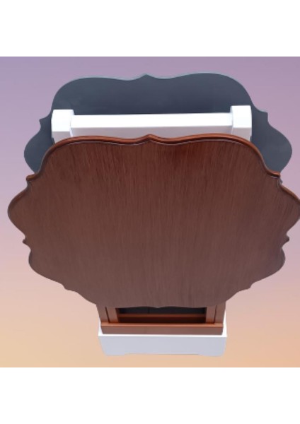Çanta Zigon Sehpa Yonca Model Ikili Takım Ahşap Mdf Gri ve Ceviz Renk Uyumu El Yapımı