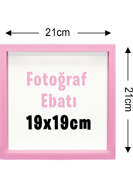 Yapışkanlı Sök-Tak Klasik Pembe Kare Çerçeveler - 3'lü Paket 21X21CM