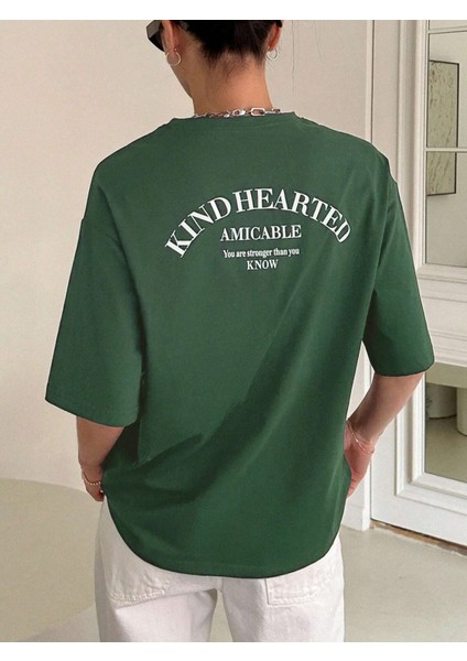 Kadın Kind Hearted Baskılı Oversize T-Shirt modelleri