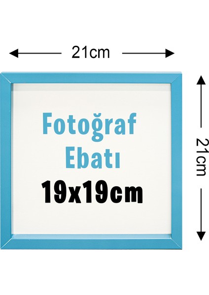 Yapışkanlı Sök-Tak Klasik Mavi Kare Çerçeveler - 3'lü Paket 21X21CM