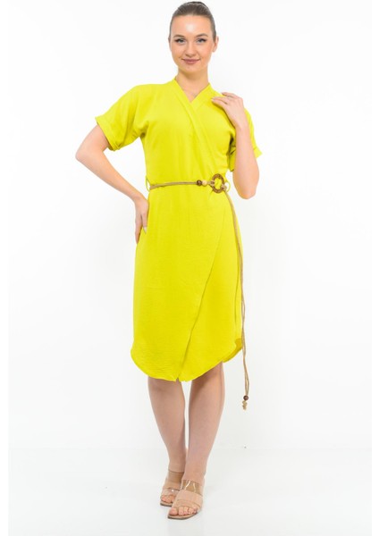 Kadın Kemer Detaylı Aerobin Elbise Fıstıkyesılı modelleri