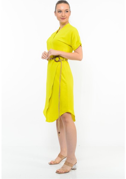 Kadın Kemer Detaylı Aerobin Elbise Fıstıkyesılı indirimleri