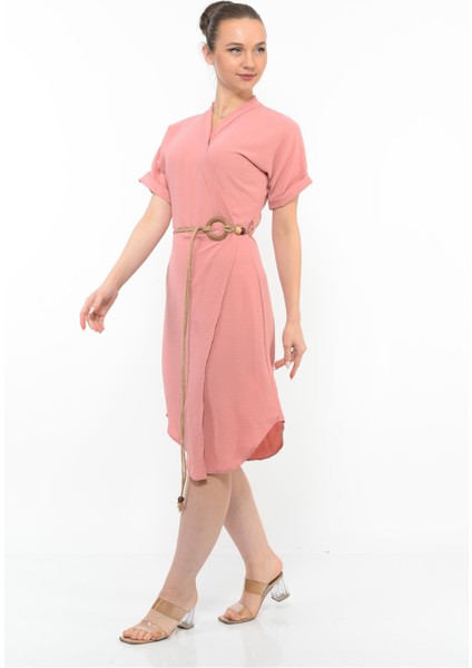 Kadın Kemer Detaylı Aerobin Elbise Pudra fiyatları