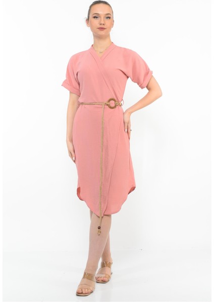 Kadın Kemer Detaylı Aerobin Elbise Pudra modelleri