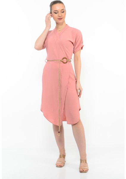 Kadın Kemer Detaylı Aerobin Elbise Pudra fırsatları
