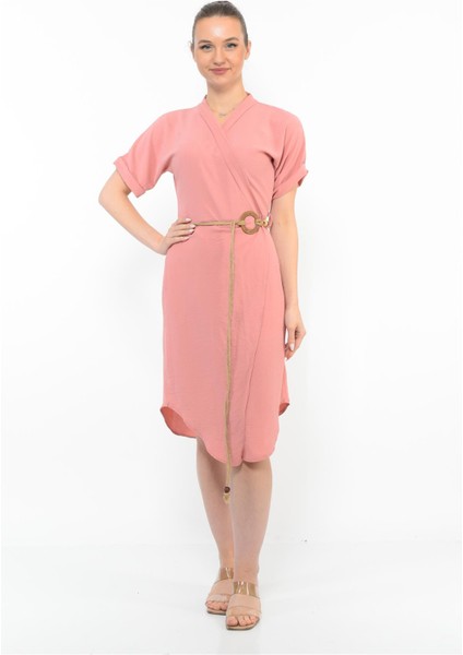 Kadın Kemer Detaylı Aerobin Elbise Pudra indirimleri