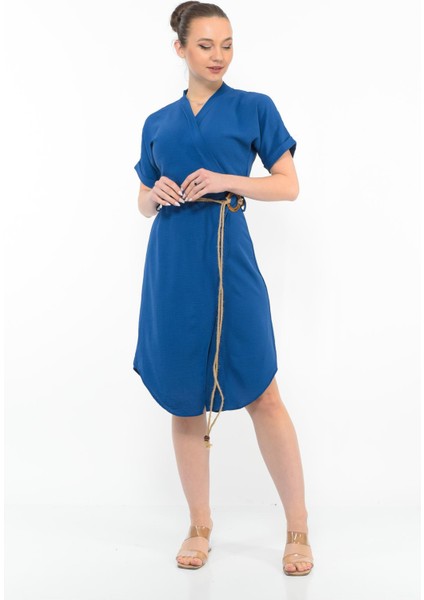 Kadın Kemer Detaylı Aerobin Elbise Mavı fiyatları