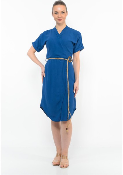 Kadın Kemer Detaylı Aerobin Elbise Mavı modelleri
