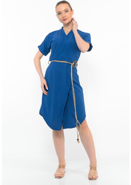 Kadın Kemer Detaylı Aerobin Elbise Mavı fırsatları