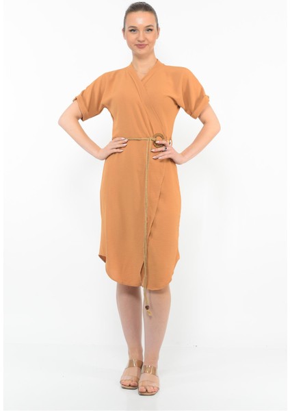 Kadın Kemer Detaylı Aerobin Elbise Taba fırsatları