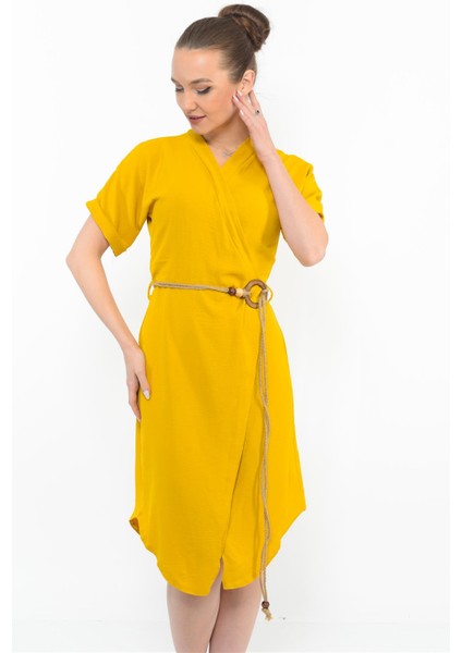 Kadın Kemer Detaylı Aerobin Elbise Sarı modelleri